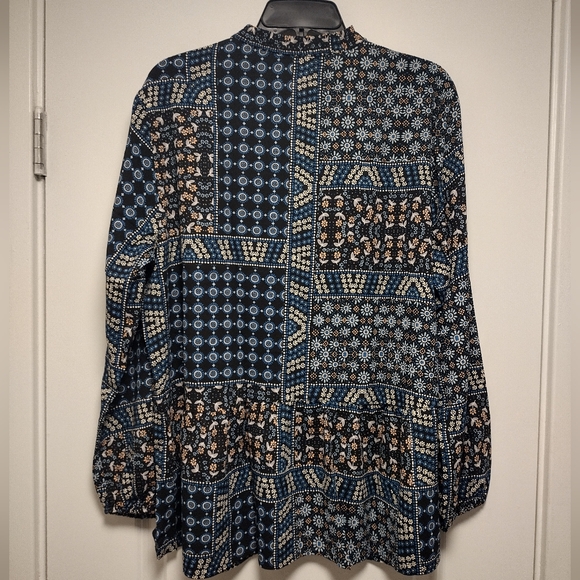 Loft Patchwork Back Peplum Blouse 22W - Picture 5 of 7